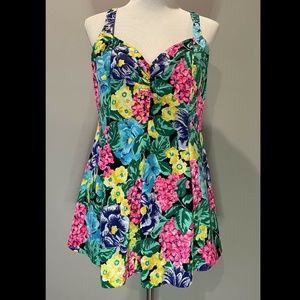 Vintage Floral Swim Dress Skirt Plus Size 18W